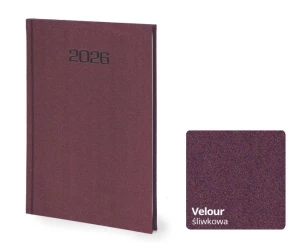 Kalendarz książkowy Velour B5 - Rozkład Tygodniowy - Śliwkowy