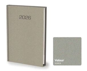 Kalendarz książkowy Velour A5 - Rozkład Dzienny - Szary
