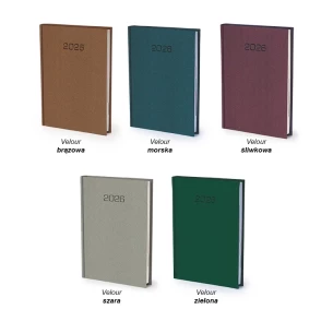 Kalendarz książkowy Velour A5 - Rozkład Dzienny - Szary