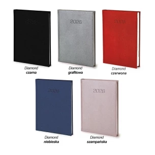 Kalendarz książkowy Diamond A5 - Rozkład Dzienny - Grafitowy